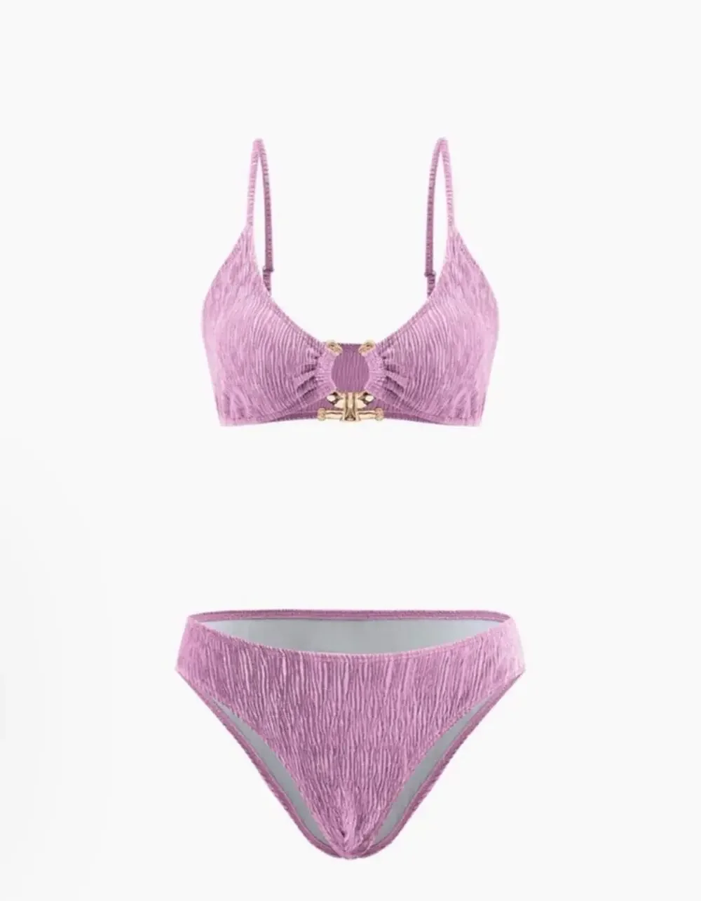 Micas Mauve Velvet Two Piece Bikini Swim Set Size L Large NWT